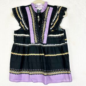 Evereve Melissa Nepton Mantra Flutter Sleeve Top Size XS Cotton Boho